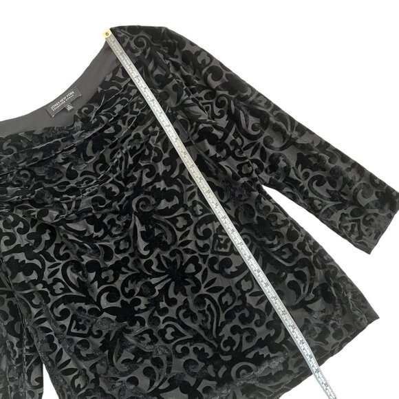 Jones New York Velvet Burnout Draped Neck Black‎ Plus Size 1X Whimsygoth Witchy - Picture 10 of 11